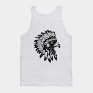 head of a raven wearing a traditional Indian feather headdress Tank Top